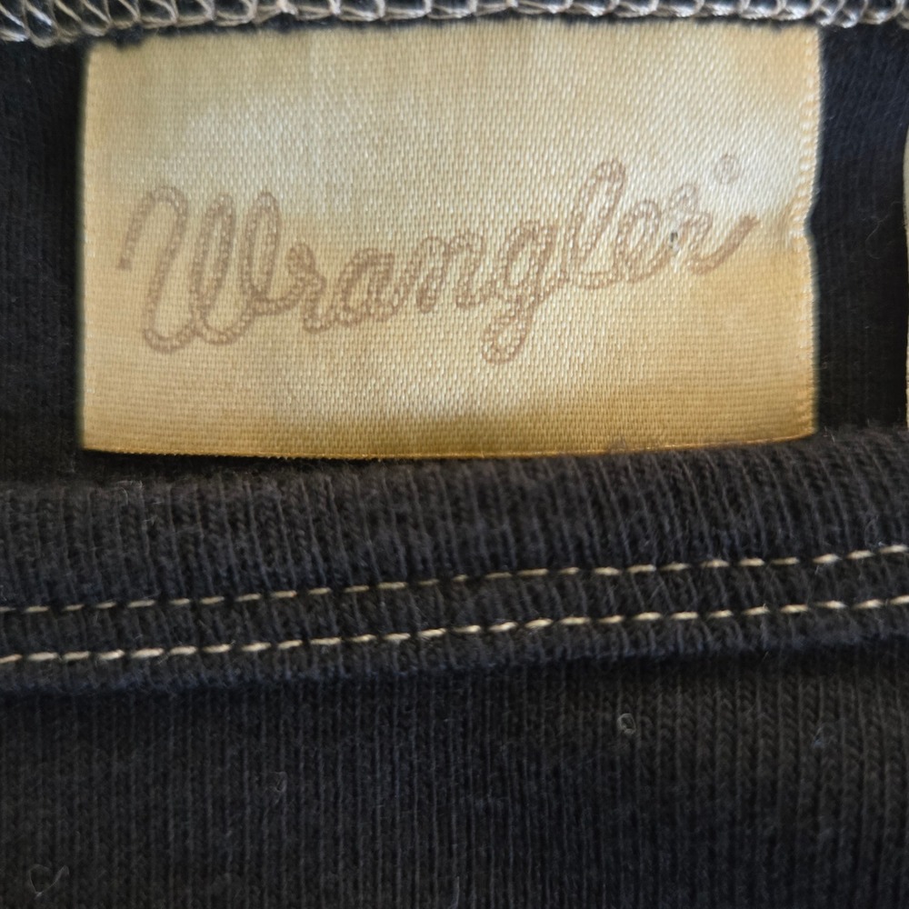 Wrangler Womens XL Black Untamed Horse Graphic Long Sleeve Lace Up Side Top Fun - Picture 3 of 7